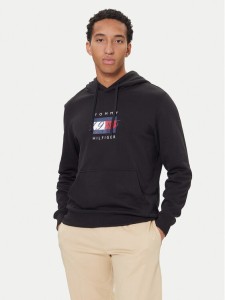 Tommy Hilfiger Bluza Linear Flag MW0MW41332 Czarny Regular Fit