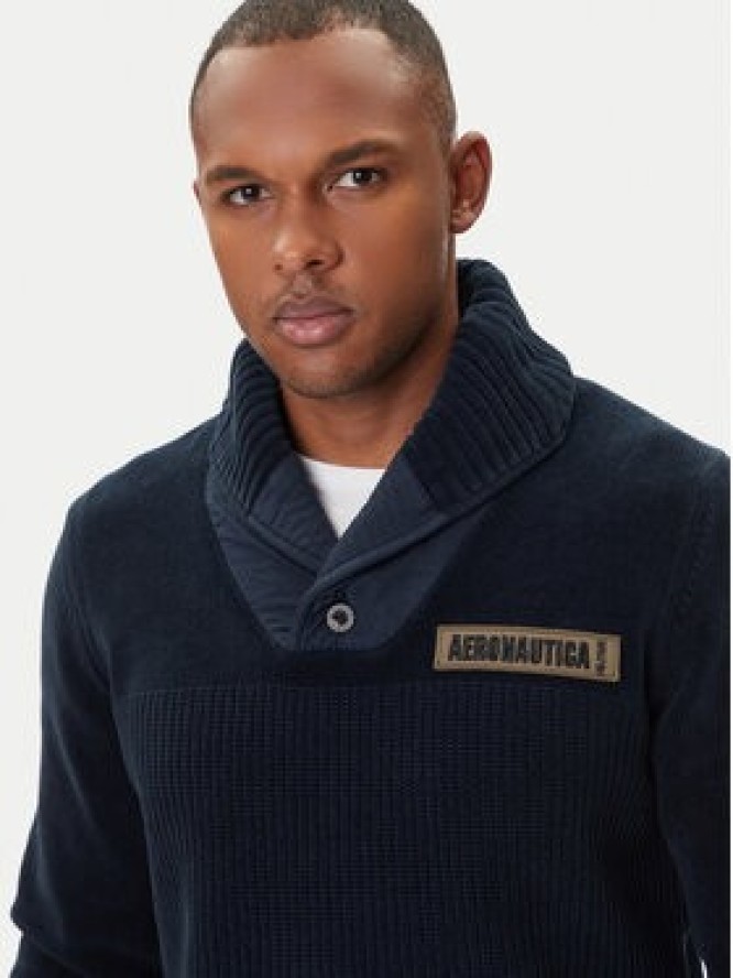 Aeronautica Militare Sweter 252MA1574UL00539 Granatowy Regular Fit