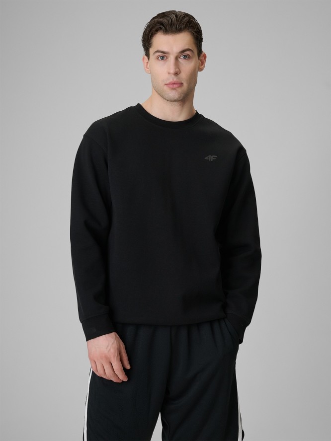 4F Bluza dresowa regular bez kaptura męska - czarna L