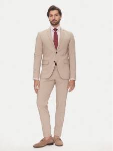 Lindbergh Garnitur 30-61040 Beżowy Slim Fit