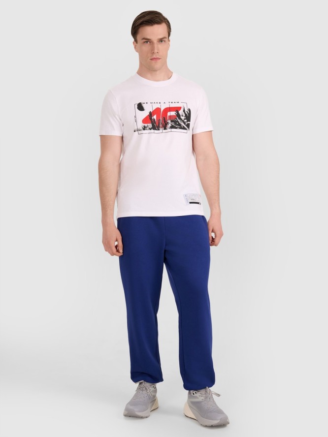 4F T-shirt regular z nadrukiem siatkarskim męski - biały XL