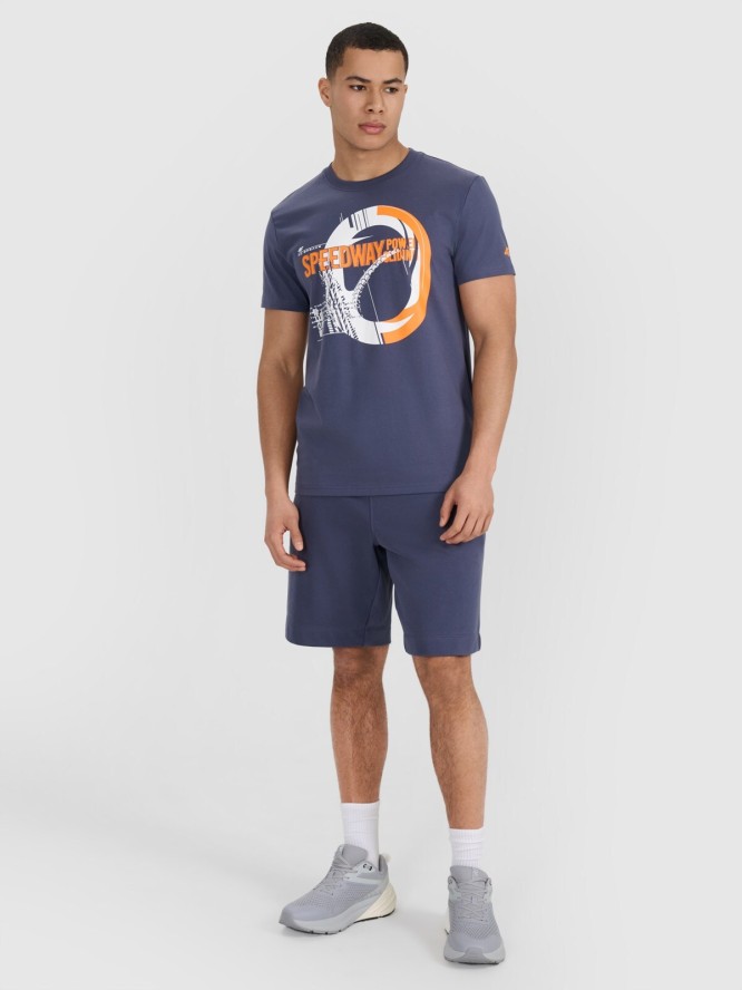 4F T-shirt regular z nadrukiem męski - szary S