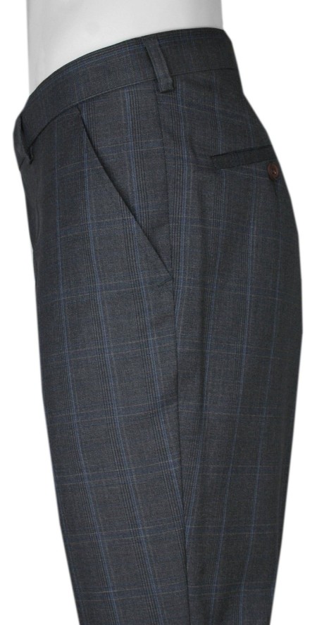 Eleganckie Męskie Spodnie Wizytowe - Casino - Grafitowe w Kratę