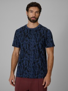 4F T-shirt regular z nadrukiem męski - granatowy L