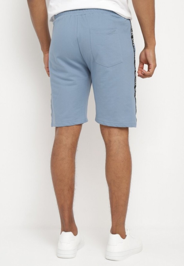 Jasnoniebieskie Bawełniane Szorty Dresowe z Gumką w Pasie i Sznurkiem Jorpia