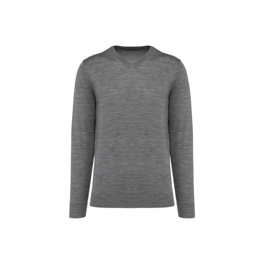 Sweter v-neck z merynosów Kariban Premium