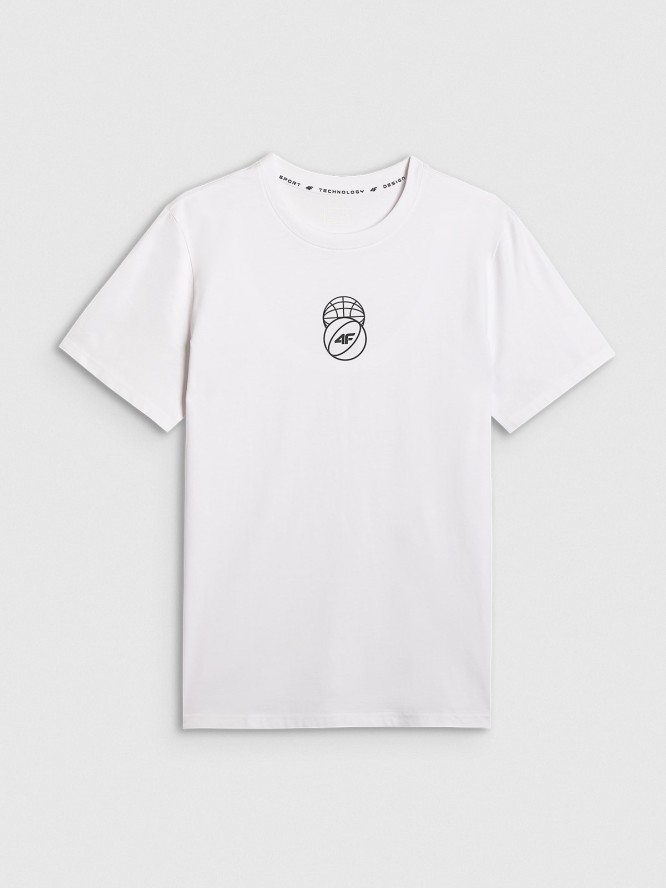 4F T-shirt regular z nadrukiem męski - biały 3XL