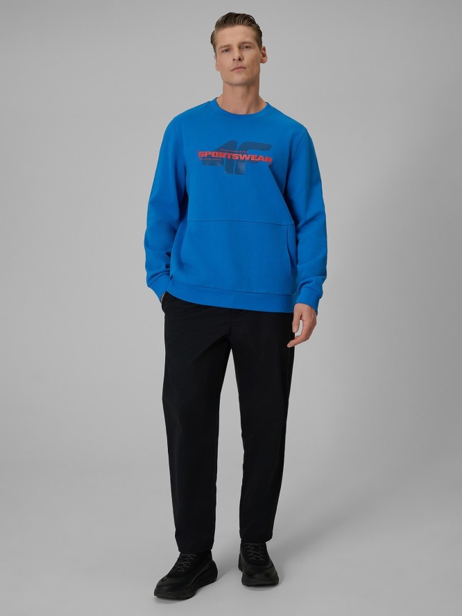 4F Bluza dresowa regular bez kaptura męska - niebieska M