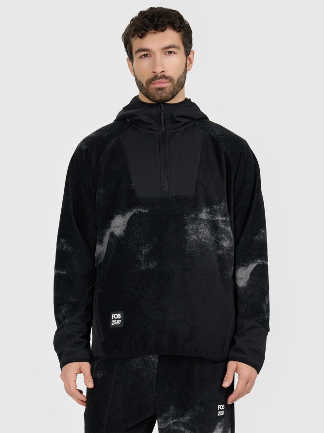 4F Polar loose z kapturem męski - czarny XL