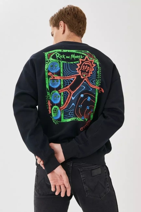 WRANGLER RICK&MORTY CREW MĘSKA BLUZA KLASYCZNA BLACK W6R1HN100 112144802