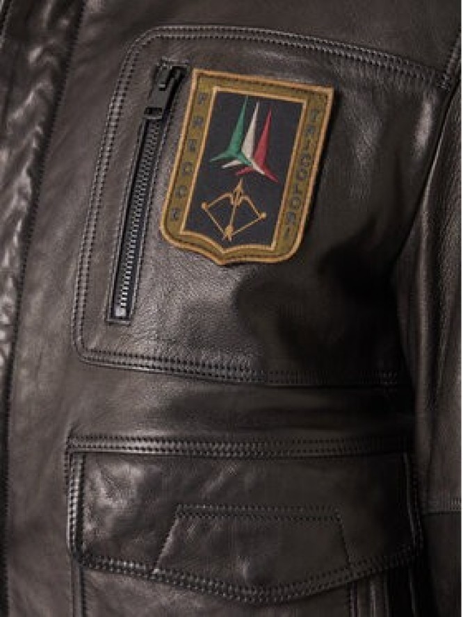 Aeronautica Militare Kurtka skórzana 252PN0846U100839 Czarny Regular Fit