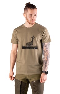 T-shirt myśliwski męski Tagart Roedeer Beige z nadrukiem