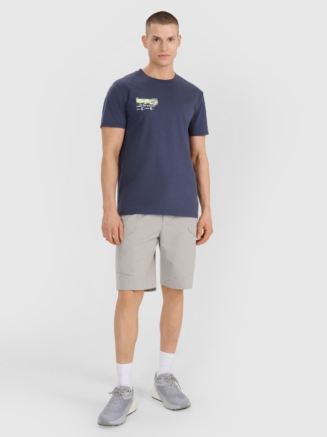 4F T-shirt regular z nadrukiem męski - szary M