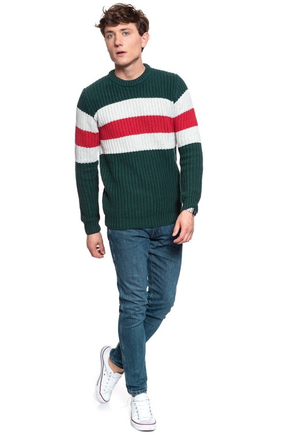MĘSKI SWETER WRANGLER CHUNKY KNIT PINE W8A7PCG01 112132375