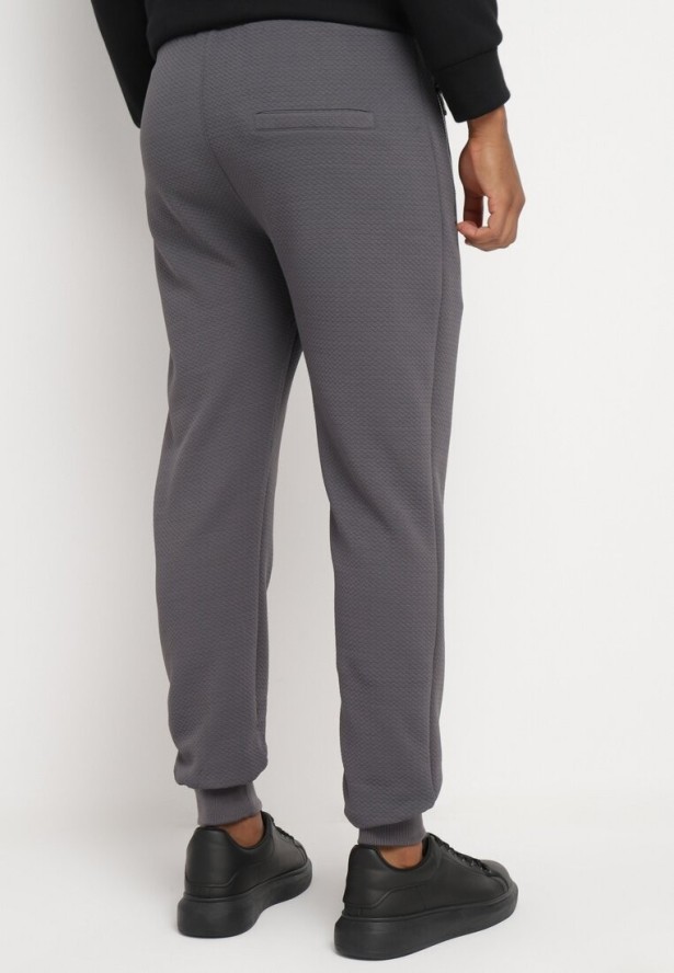 Ciemnoszare Spodnie Dresowe z Bawełną z Wysokim Stanem Arliera