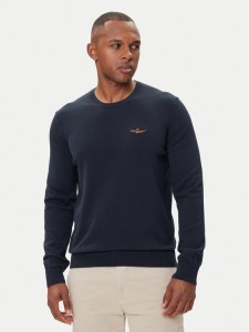 Aeronautica Militare Sweter 252MA1611UL00506 Granatowy Regular Fit
