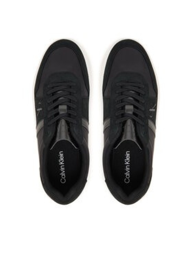 Calvin Klein Sneakersy Mixed Texture Lace Up Cupsole Trainers YM0YM01395 Czarny