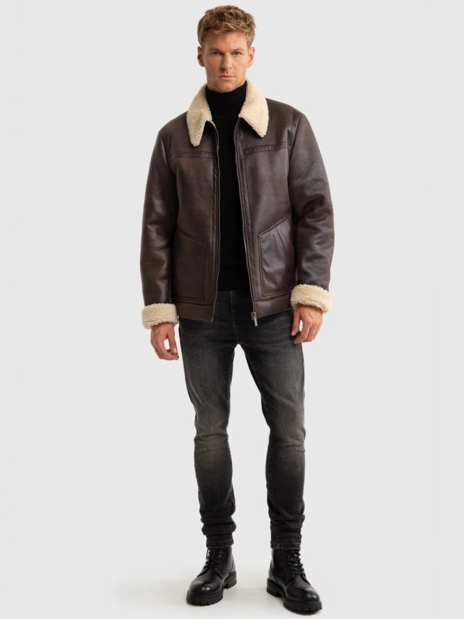 Jeansy męskie z wysokim stanem z przetarciami czarne Deric High Waist 913