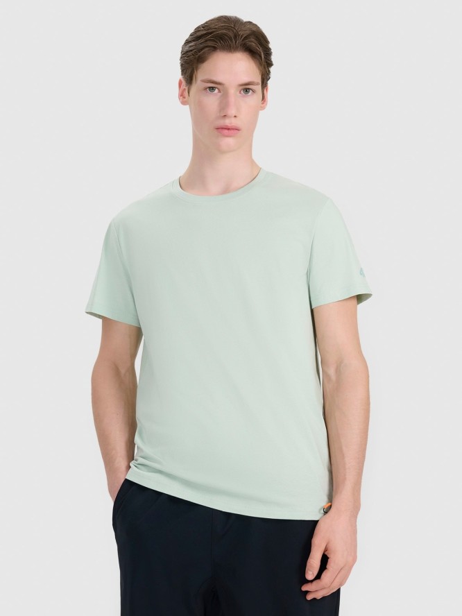 4F T-shirt regular z nadrukiem męski - turkusowy L