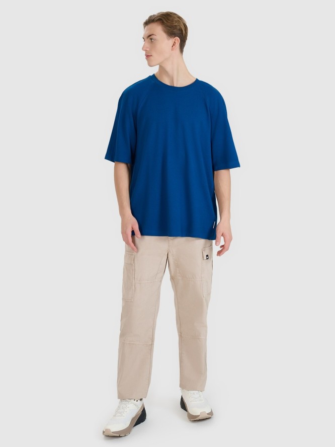 4F T-shirt oversize z modalem męski - turkusowy S