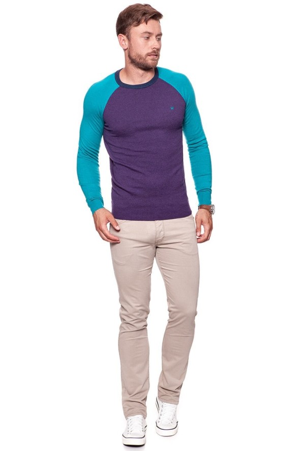 MĘSKI SWETER WRANGLER RAGLAN KNIT PURPLE PENNANT W86152PWT 112132310