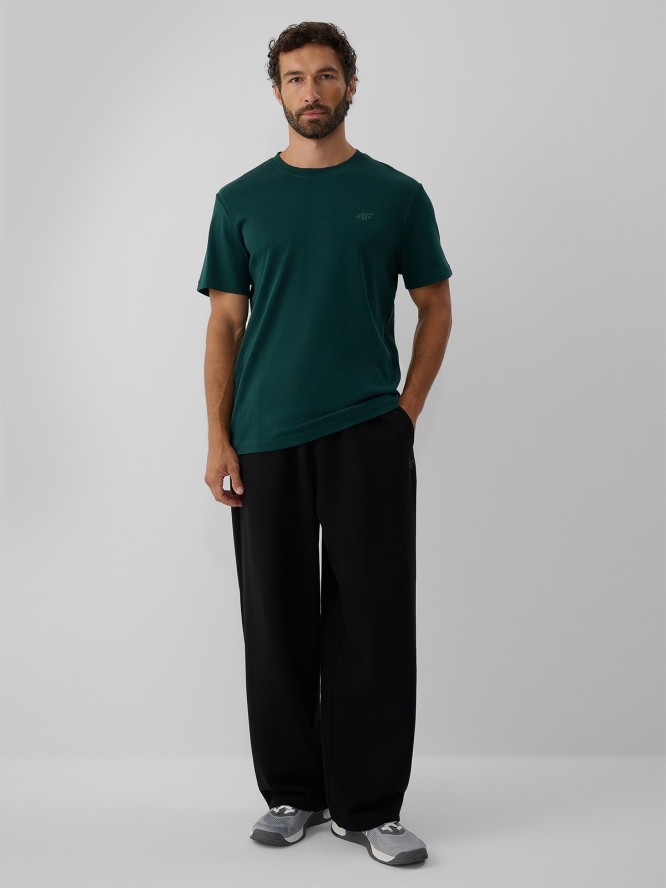 4F T-shirt regular gładki męski - zielony XXL