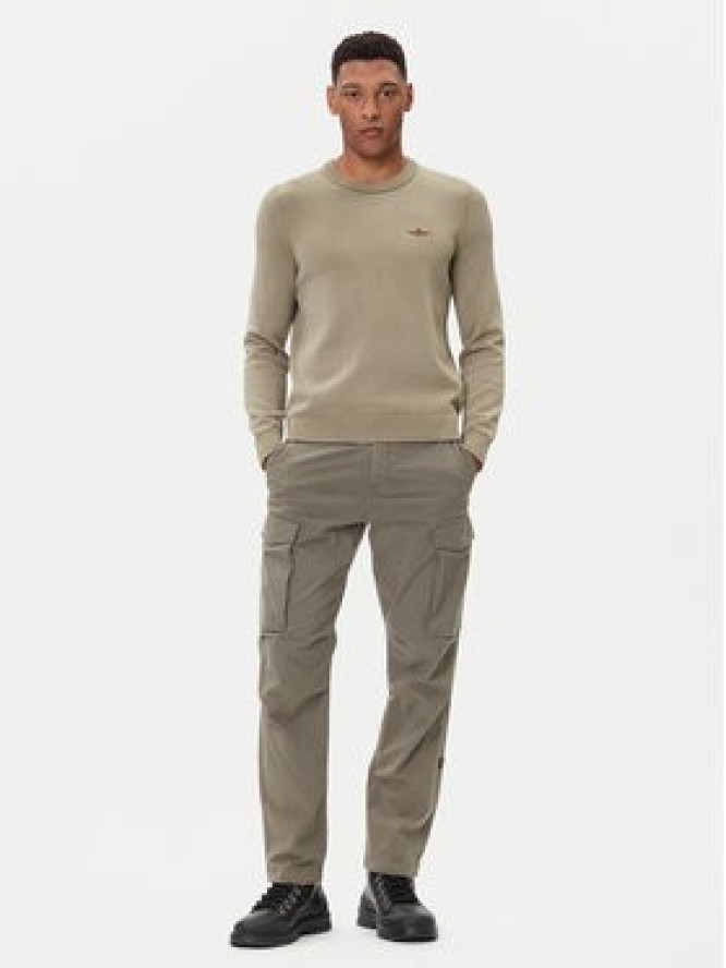 Aeronautica Militare Sweter 252MA1610UL00556 Khaki Regular Fit