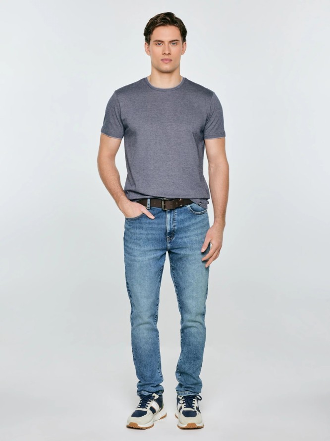 Koszulka męska w drobne paski granatowa Fredriser 403