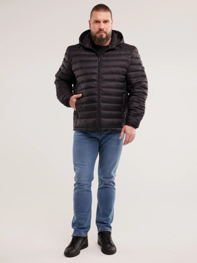 Kurtka męska pikowana z kapturem czarna Acarf 906