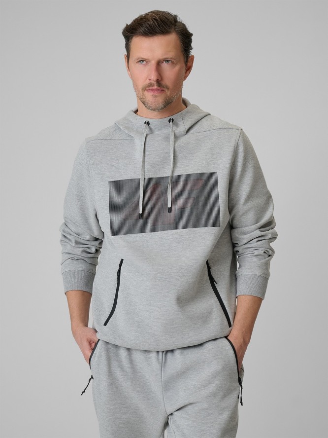 4F Bluza dresowa regular z kapturem męska - szara M