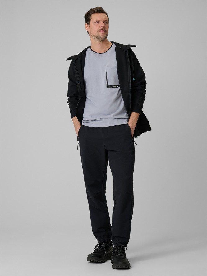 4F T-shirt regular z nadrukiem męski - szary 3XL