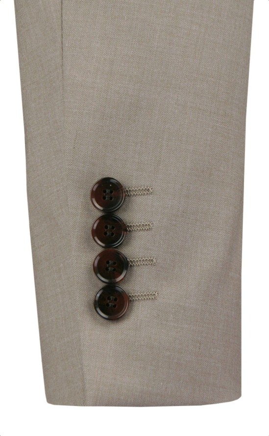 Taliowany Garnitur (Slim) - MEN'SFIELD - Beżowy