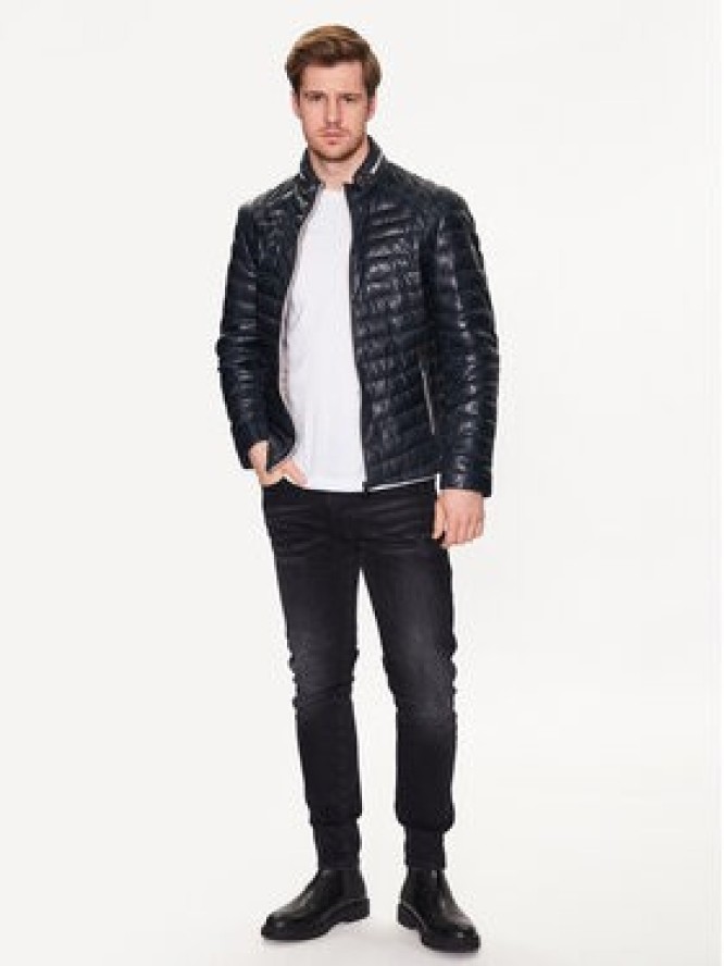 Milestone Kurtka skórzana Malik 991019 60215 Granatowy Regular Fit