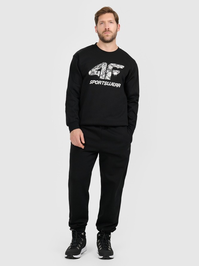 4F Bluza dresowa nierozpinana bez kaptura męska - czarna XXL