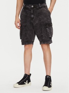 Alpha Industries Szorty jeansowe Canvas Acid Short 156259 Czarny Regular Fit