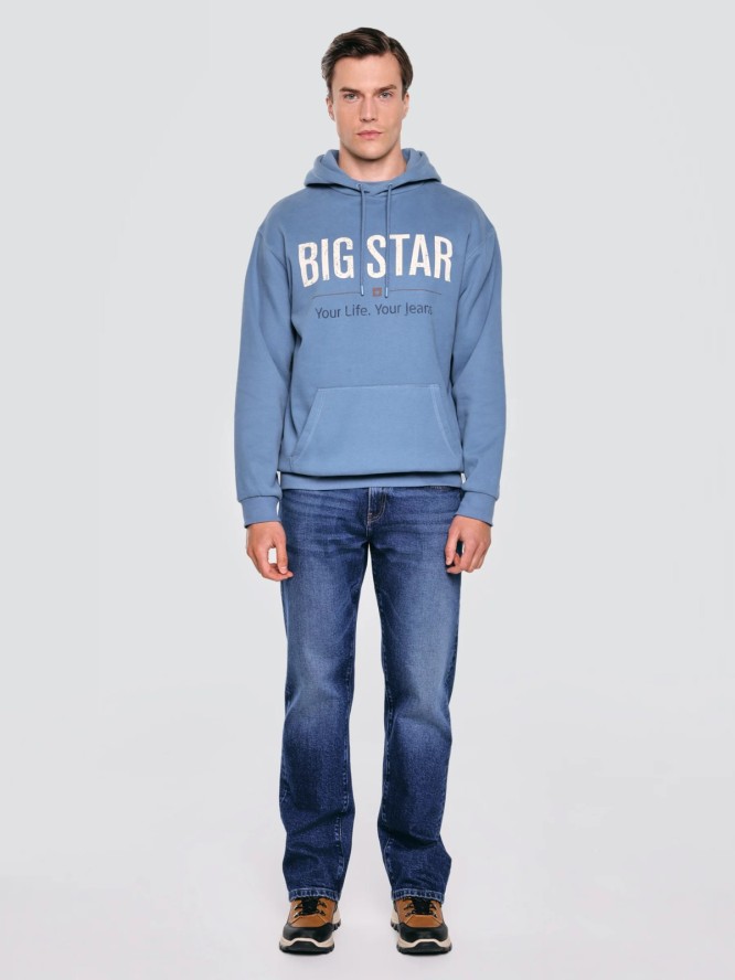 Bluza męska z kapturem z logo BIG STAR niebieska Ashlyno 402