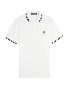 Koszulka Polo Fred Perry z Podwójnym Obszyciem Biało-Czerwono-Granatowa