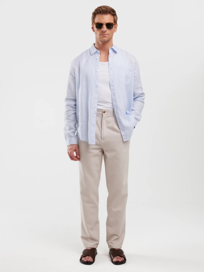 Lniana koszula męska błękitna Jianis 400