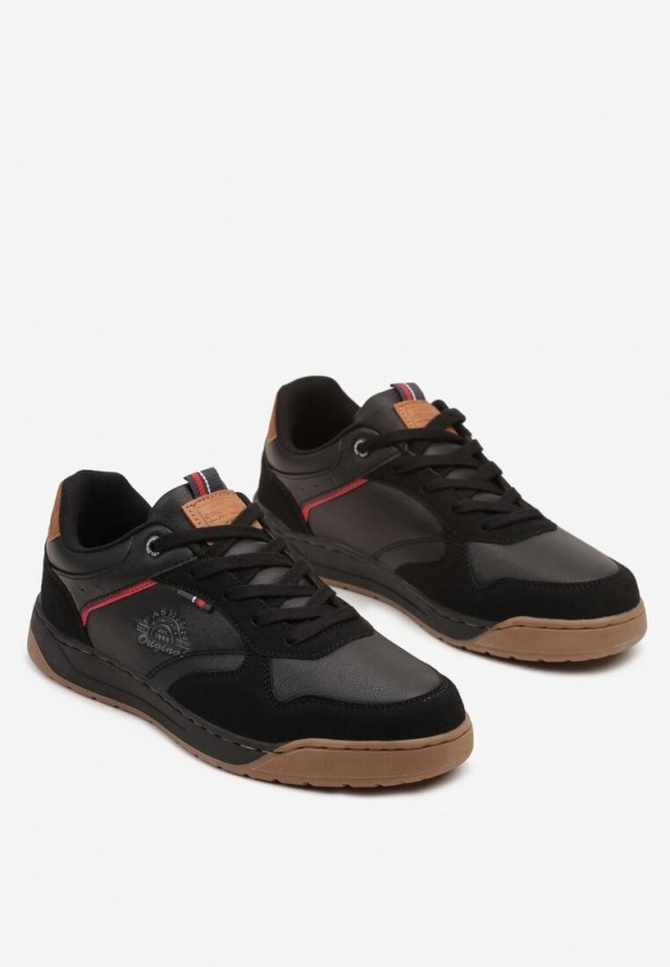 Czarne Buty Sportowe Sneakersy z Perforacją i Tłoczeniem Tatiritia