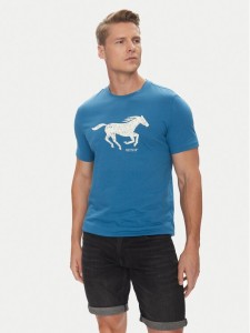 Mustang T-Shirt Austin 1016483 Niebieski Regular Fit