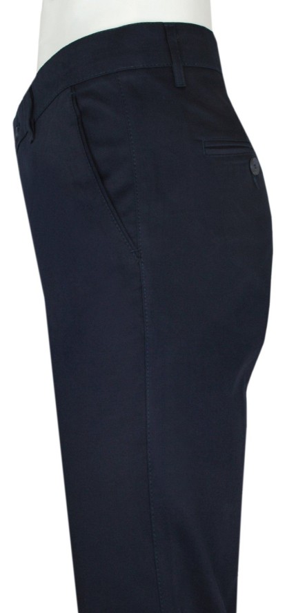 Spodnie Męskie Chinos z Elastanem, Zwężana Nogawka -QUICKSIDE - Ciemy Granat