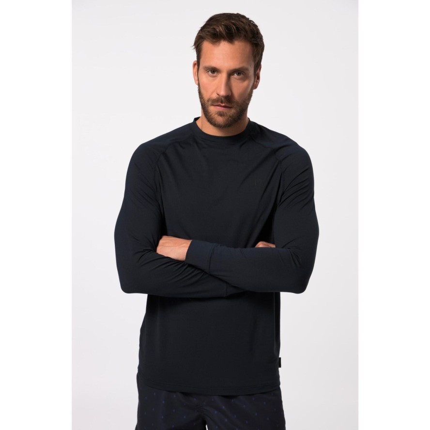 Męska Koszulka do pływania długi rękaw ochrona UV okrągły dekolt