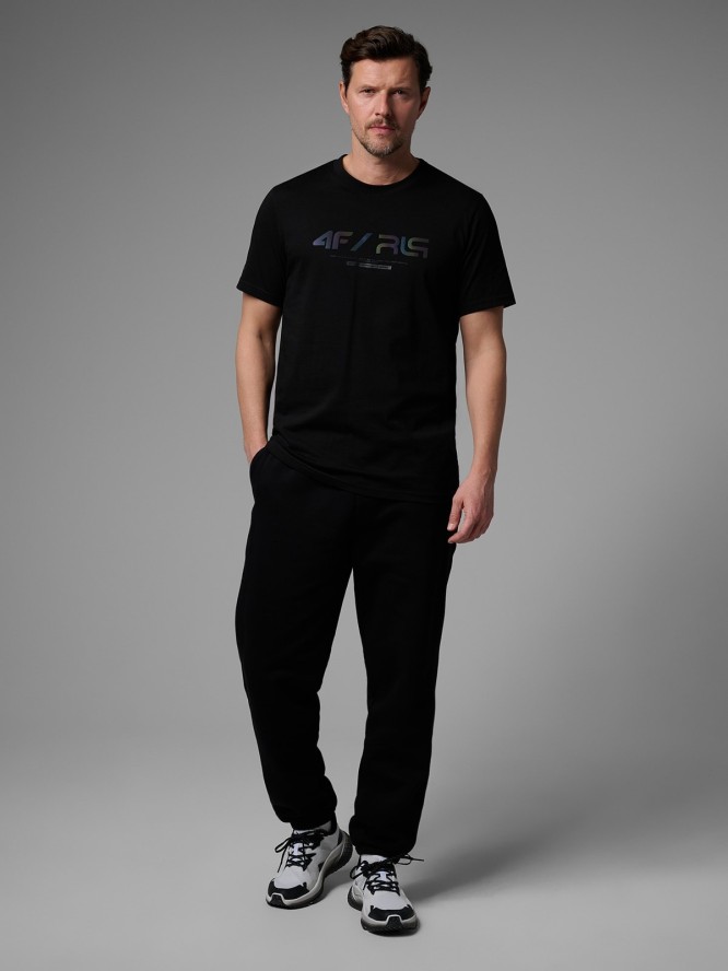 4F T-shirt regular z nadrukiem męski 4F x Robert Lewandowski - czarny XL