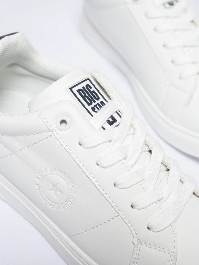 Sneakersy męskie ze skóry ekologicznej białe NN174282 101