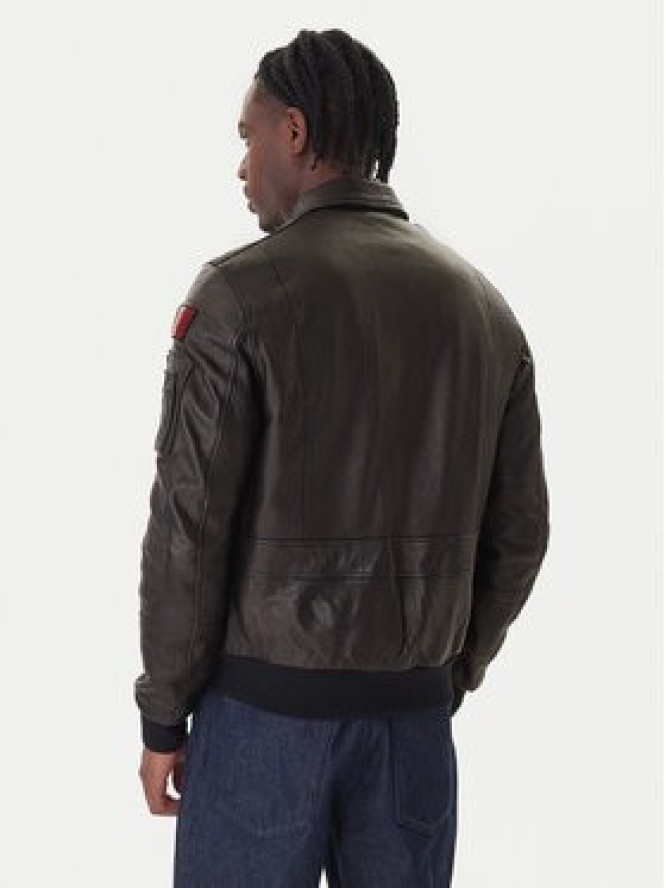 Aeronautica Militare Kurtka skórzana 252PN0963U100839 Czarny Regular Fit