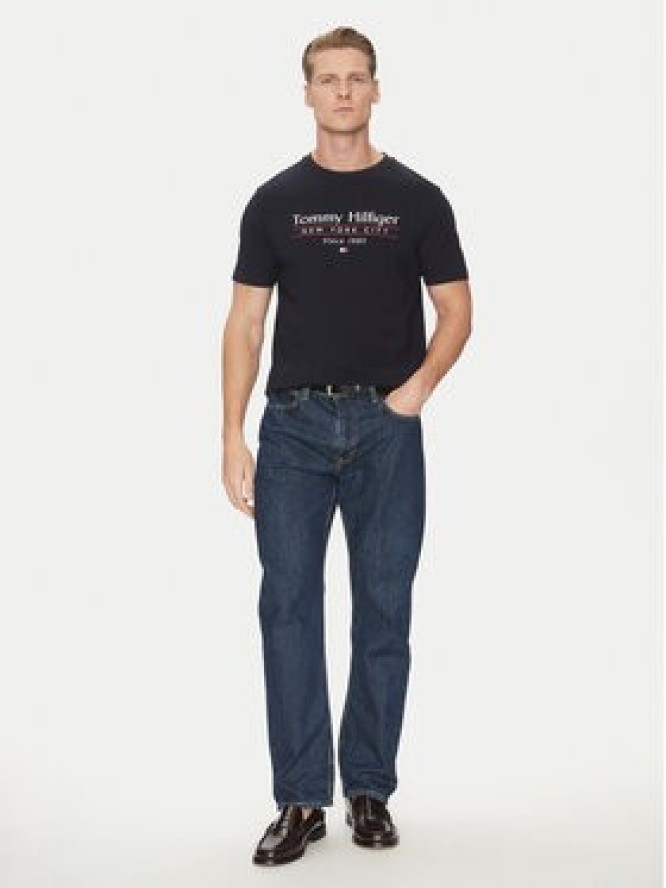 Tommy Hilfiger T-Shirt Center Stack MW0MW38621 Granatowy Regular Fit