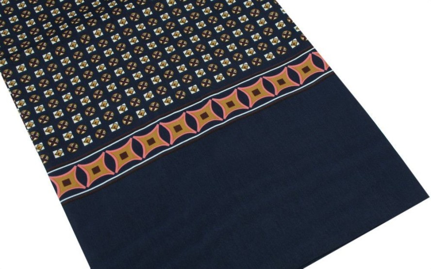 Męski Szalik Elegancki Miękki, Dwustronny, Śliski - ALTIES - Granat ze Wzorem