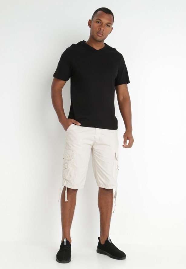 Jasnobeżowe Szorty z Bawełny Achadina