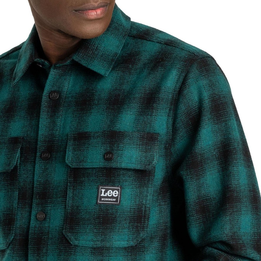 LEE WORKWEAR OVERSHIRT RELAXED FIT MĘSKA KOSZULA MATERIAŁOWA AGATE GREEN L68DCSNB 112117071