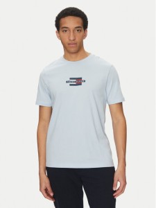 Tommy Hilfiger T-Shirt Flag Box MW0MW38636 Błękitny Regular Fit